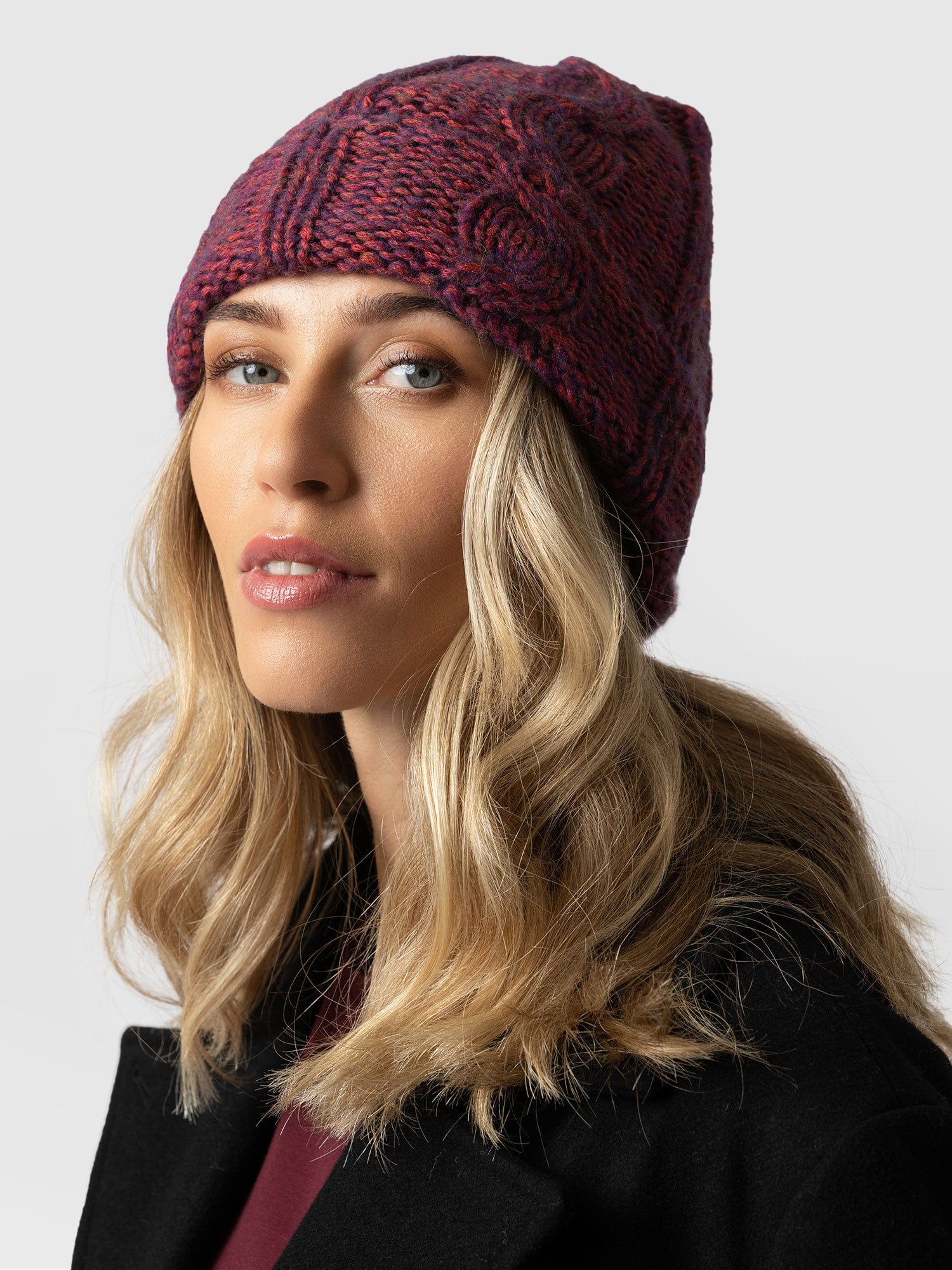 Cable Knit Hat Purple - Women's Hats | Saint + Sofia® UK